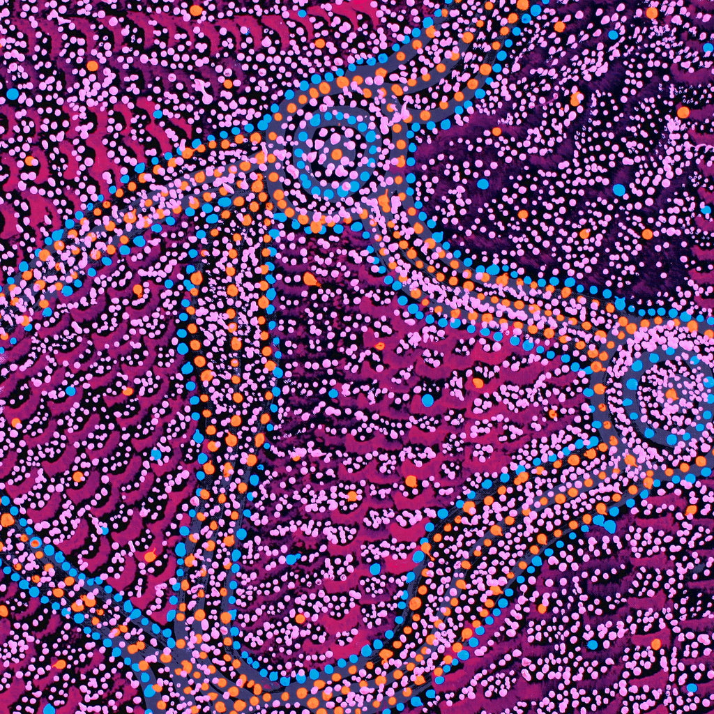 Aboriginal Artwork by Magda Nakamarra Curtis, Lappi Lappi Jukurrpa, 61x61cm