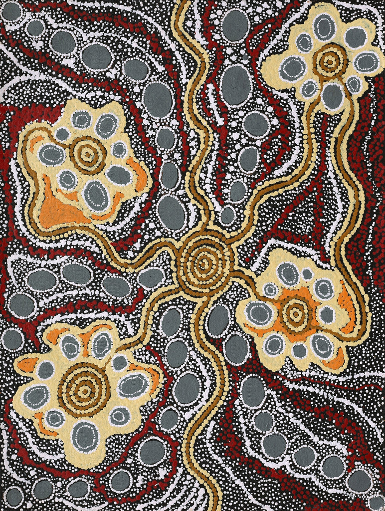Aboriginal Artwork by Maria Nampijinpa Brown, Pamapardu Jukurrpa (Flying Ant Dreaming) - Warntungurru, 61x46cm