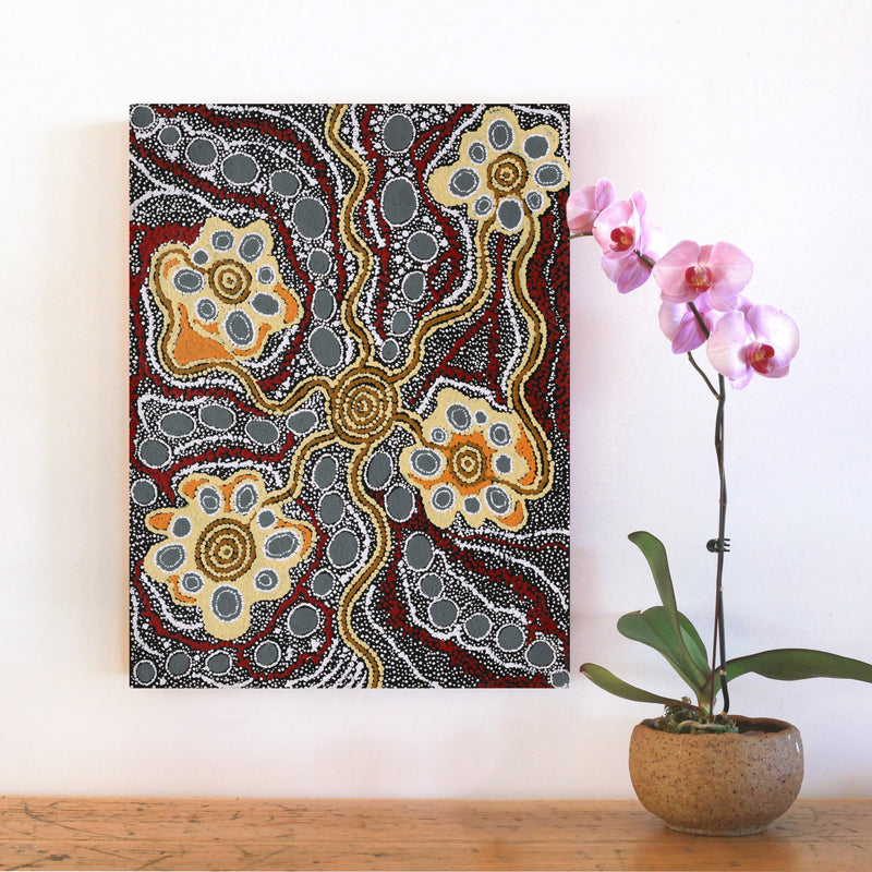 Aboriginal Artwork by Maria Nampijinpa Brown, Pamapardu Jukurrpa (Flying Ant Dreaming) - Warntungurru, 61x46cm