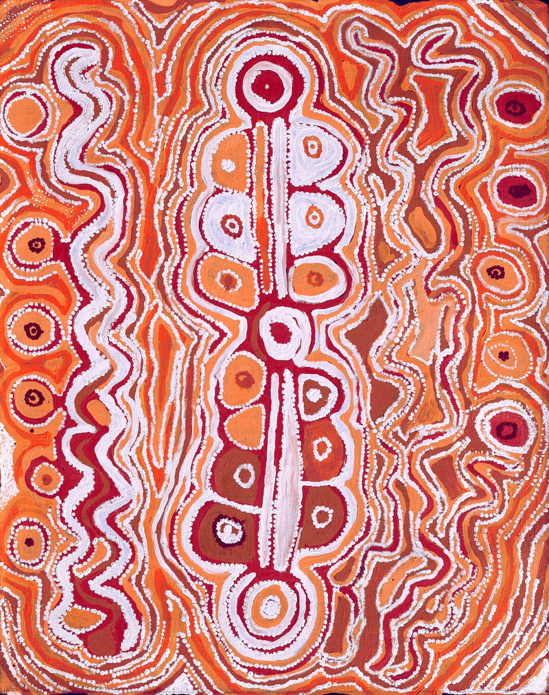 Aboriginal Artwork by Molly Napurrurla Martin, Yarla Jukurrpa (Bush Potato Dreaming) - Cockatoo Creek, 76x61cm