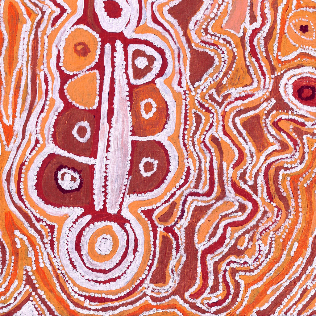Aboriginal Art by Molly Napurrurla Martin, Yarla Jukurrpa (Bush Potato Dreaming) - Cockatoo Creek, 76x61cm - ART ARK®