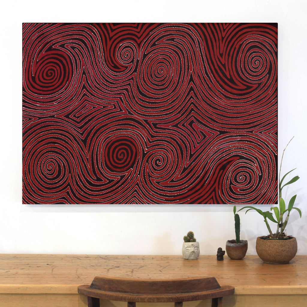 Aboriginal Art by Pauline Napangardi Gallagher, Mina Mina Jukurrpa, 107x76cm - ART ARK®