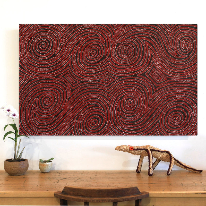 Aboriginal Artwork by Pauline Napangardi Gallagher, Mina Mina Jukurrpa, 122x76cm