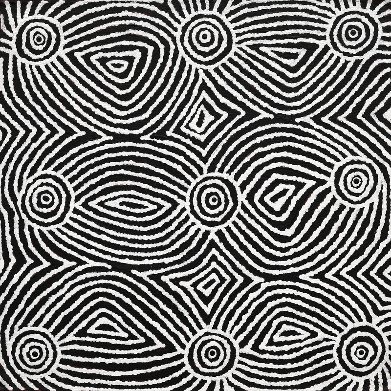Aboriginal Artwork by Pauline Napangardi Gallagher, Mina Mina Jukurrpa, 46x46cm