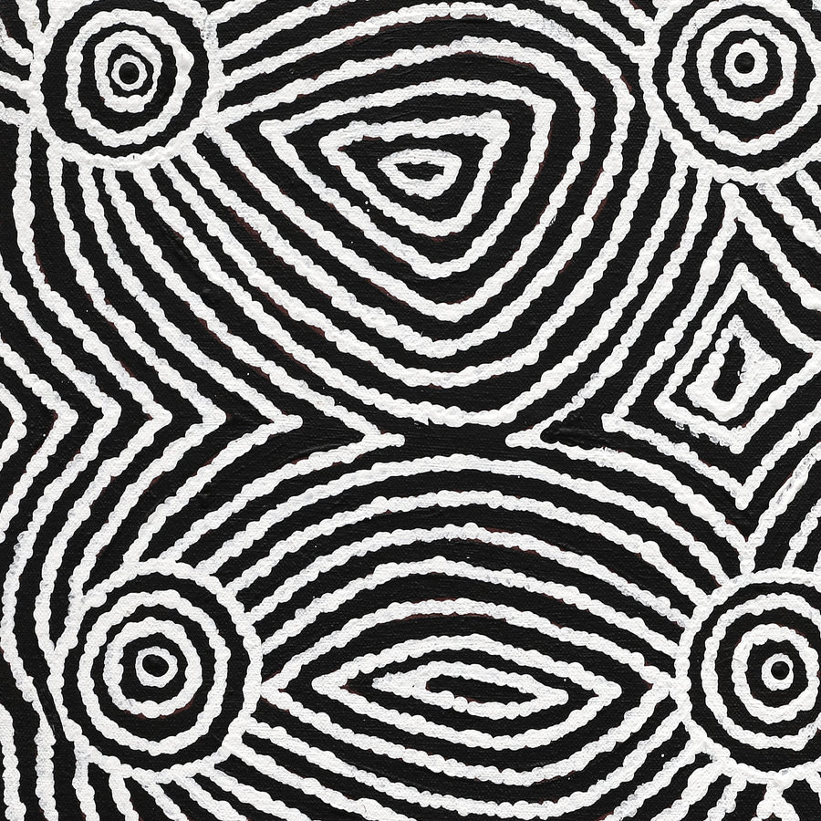 Aboriginal Artwork by Pauline Napangardi Gallagher, Mina Mina Jukurrpa, 46x46cm