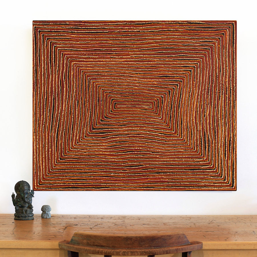 Aboriginal Artwork by Pauline Napangardi Gallagher, Mina Mina Jukurrpa, 91x76cm