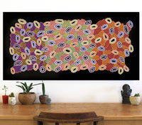Aboriginal Artwork by Priscilla Nangala Robertson, Ngapa Jukurrpa (Water Dreaming) - Puyurru, 122x61cm