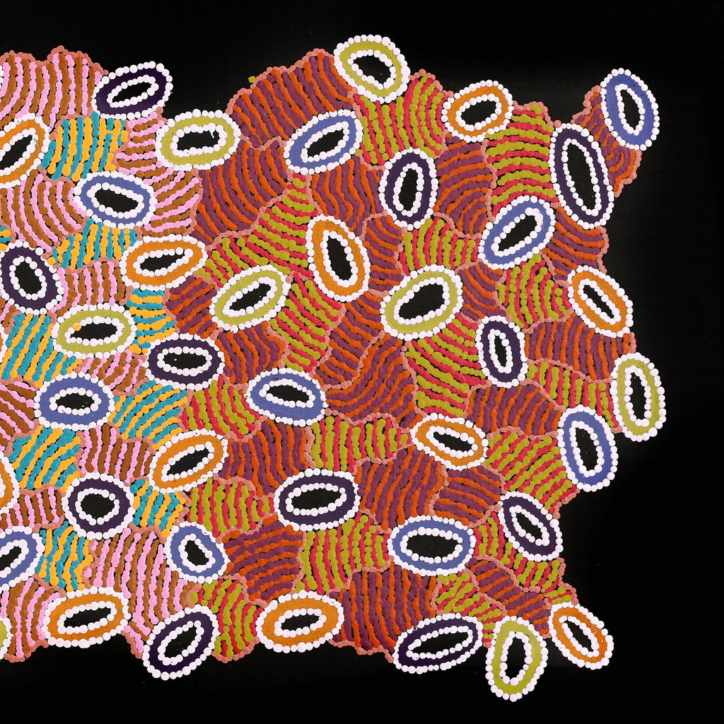 Aboriginal Artwork by Priscilla Nangala Robertson, Ngapa Jukurrpa (Water Dreaming) - Puyurru, 122x61cm