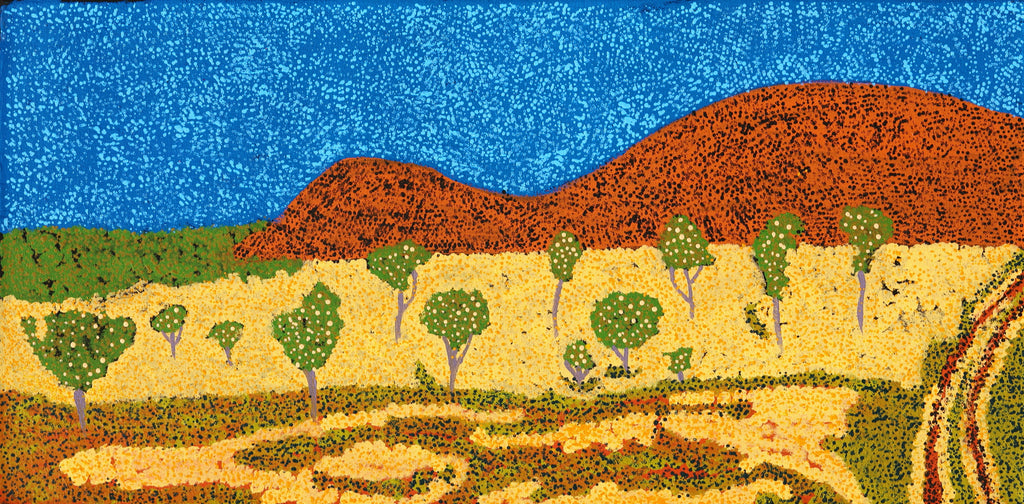Aboriginal Artwork by Senita Napangardi Granites, Nguru Yurntumu-wana (Country around Yuendumu), 61x30cm