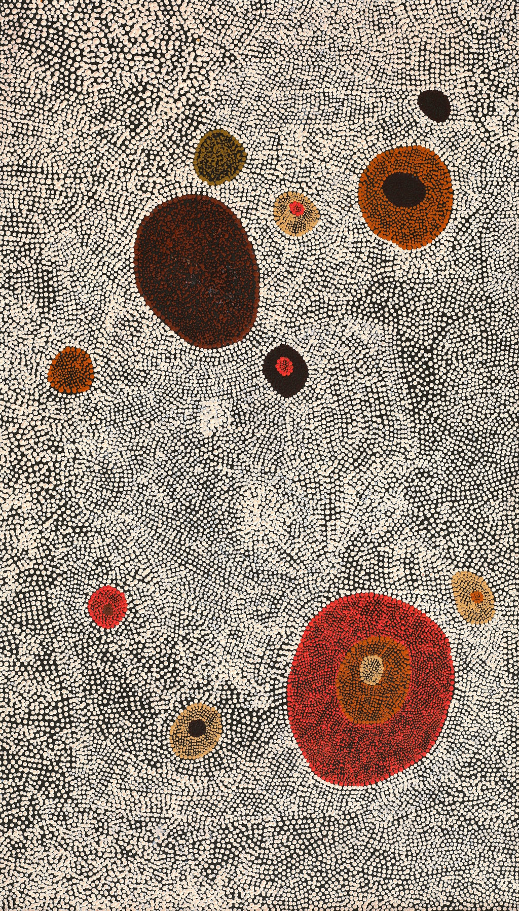 Aboriginal Artwork by Sheree Napurrurla Wayne, Lukarrara Jukurrpa (Desert Fringe-rush Seed Dreaming), 107x61cm