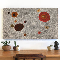 Aboriginal Artwork by Sheree Napurrurla Wayne, Lukarrara Jukurrpa (Desert Fringe-rush Seed Dreaming), 107x61cm
