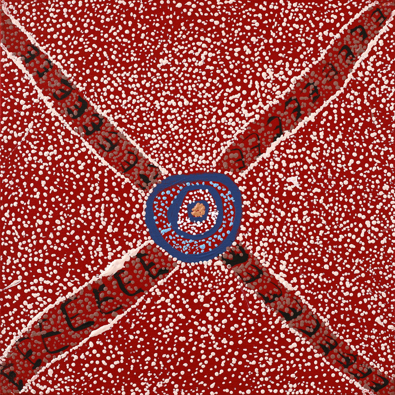 Aboriginal Artwork by Sheree Napurrurla Wayne, Lukarrara Jukurrpa (Desert Fringe-rush Seed Dreaming), 30x30cm