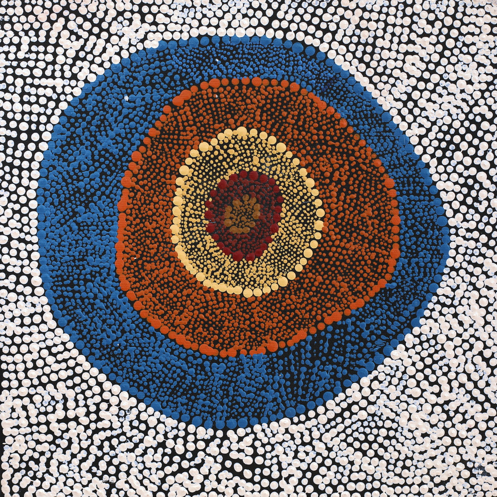 Aboriginal Art by Sheree Napurrurla Wayne, Lukarrara Jukurrpa (Desert Fringe-rush Seed Dreaming), 30x30cm - ART ARK®