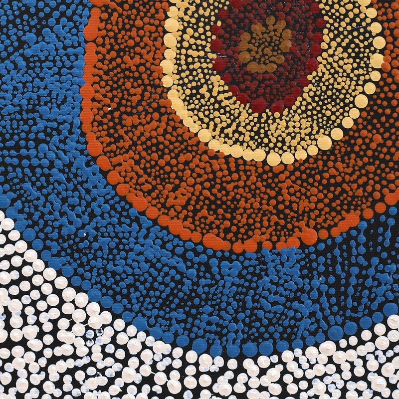 Aboriginal Artwork by Sheree Napurrurla Wayne, Lukarrara Jukurrpa (Desert Fringe-rush Seed Dreaming), 30x30cm