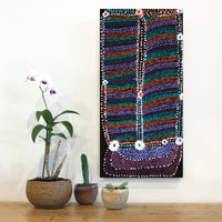 Aboriginal Artwork by Sheree Napurrurla Wayne, Lukarrara Jukurrpa (Desert Fringe-rush Seed Dreaming), 61x30cm