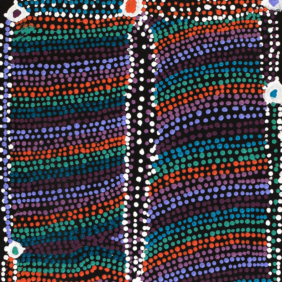 Aboriginal Artwork by Sheree Napurrurla Wayne, Lukarrara Jukurrpa (Desert Fringe-rush Seed Dreaming), 61x30cm