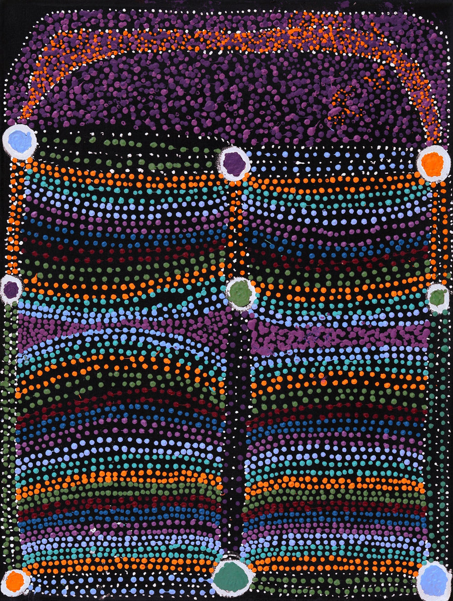 Aboriginal Artwork by Sheree Napurrurla Wayne, Lukarrara Jukurrpa (Desert Fringe-rush Seed Dreaming), 61x46cm