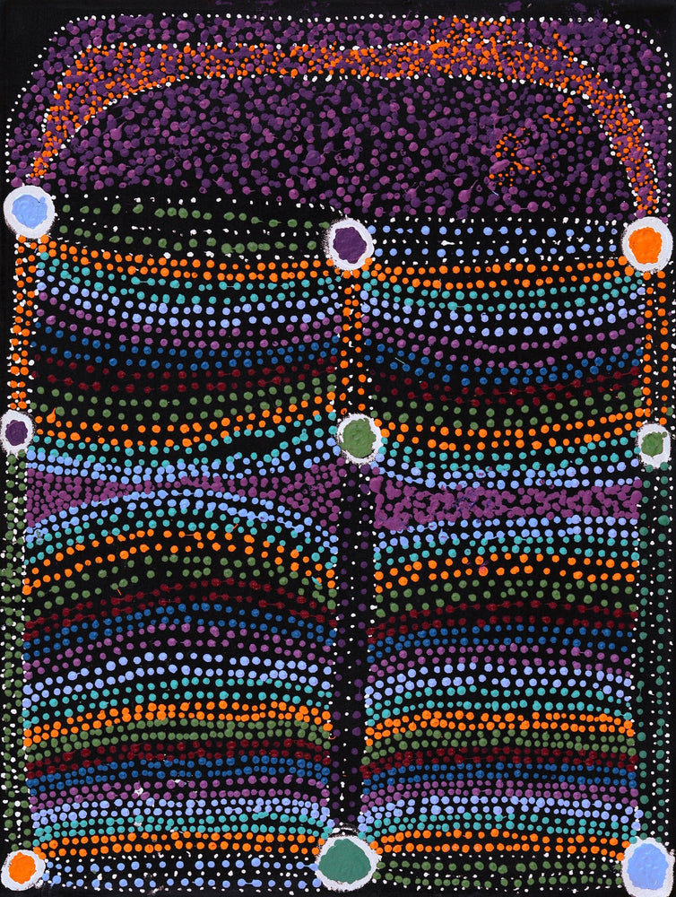 Aboriginal Artwork by Sheree Napurrurla Wayne, Lukarrara Jukurrpa (Desert Fringe-rush Seed Dreaming), 61x46cm