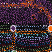 Aboriginal Artwork by Sheree Napurrurla Wayne, Lukarrara Jukurrpa (Desert Fringe-rush Seed Dreaming), 61x46cm