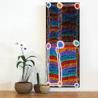 Aboriginal Artwork by Sheree Napurrurla Wayne, Lukarrara Jukurrpa (Desert Fringe-rush Seed Dreaming), 76x30cm