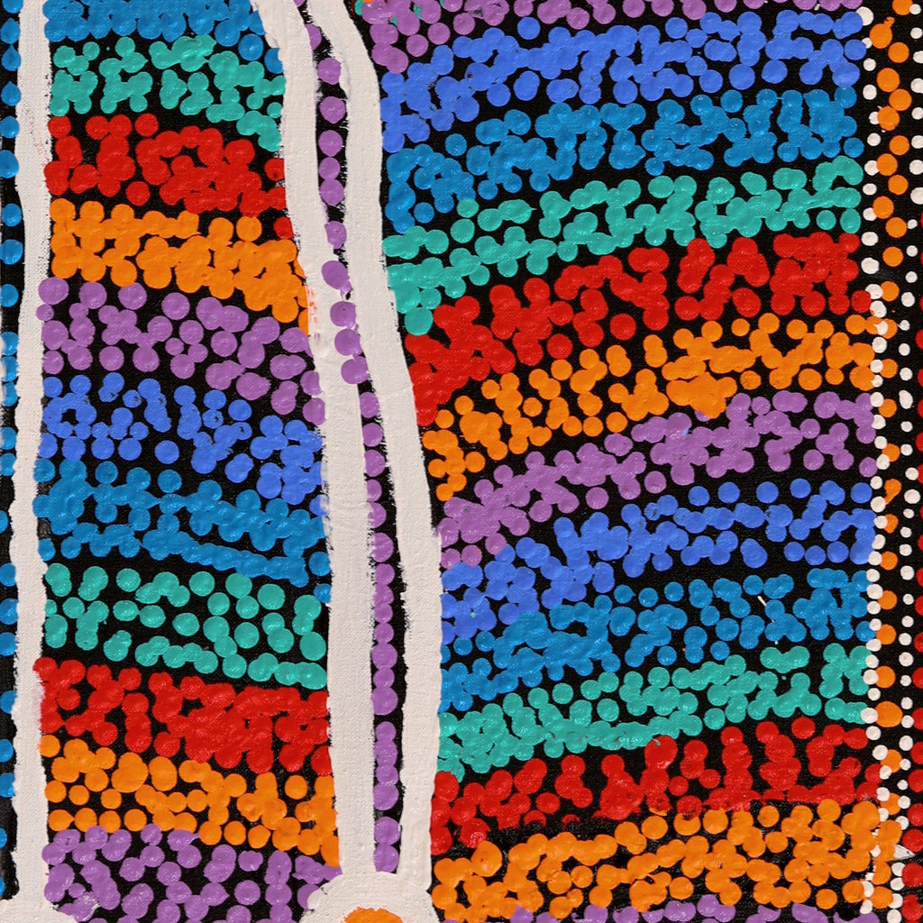 Aboriginal Artwork by Sheree Napurrurla Wayne, Lukarrara Jukurrpa (Desert Fringe-rush Seed Dreaming), 76x30cm - ART ARK®