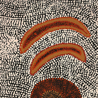Aboriginal Artwork by Sheree Napurrurla Wayne, Lukarrara Jukurrpa (Desert Fringe-rush Seed Dreaming), 76x46cm