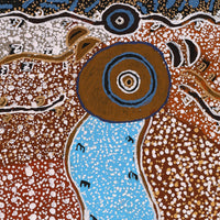 Aboriginal Artwork by Sheree Napurrurla Wayne, Lukarrara Jukurrpa (Desert Fringe-rush Seed Dreaming), 91x46cm