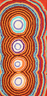 Aboriginal Artwork by Simone Nampijinpa Brown, Ngapa Jukurrpa (Water Dreaming) - Puyurru, 61x30cm