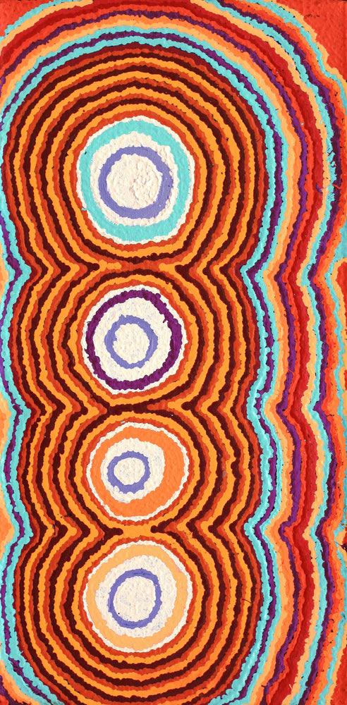 Aboriginal Artwork by Simone Nampijinpa Brown, Ngapa Jukurrpa (Water Dreaming) - Puyurru, 61x30cm