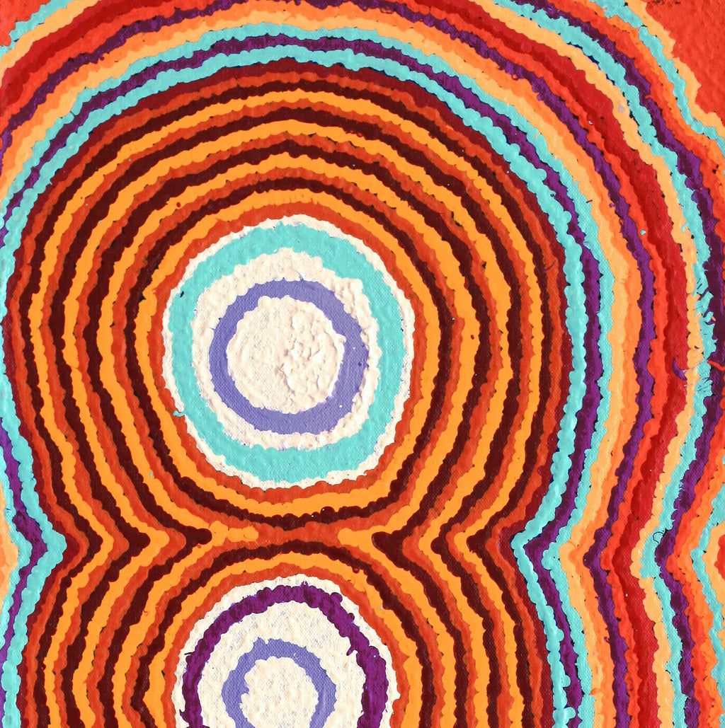 Aboriginal Artwork by Simone Nampijinpa Brown, Ngapa Jukurrpa (Water Dreaming) - Puyurru, 61x30cm