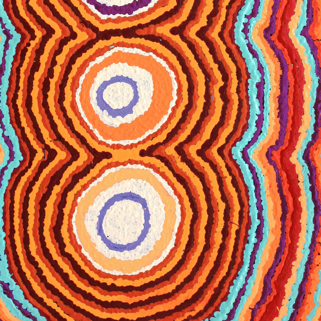 Aboriginal Artwork by Simone Nampijinpa Brown, Ngapa Jukurrpa (Water Dreaming) - Puyurru, 61x30cm