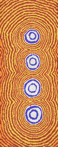 Aboriginal Artwork by Simone Nampijinpa Brown, Ngapa Jukurrpa (Water Dreaming) - Puyurru, 76x30cm