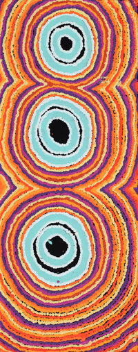 Aboriginal Artwork by Simone Nampijinpa Brown, Ngapa Jukurrpa (Water Dreaming) - Puyurru, 76x30cm