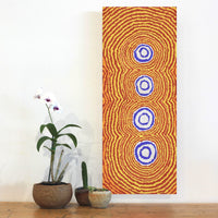 Aboriginal Artwork by Simone Nampijinpa Brown, Ngapa Jukurrpa (Water Dreaming) - Puyurru, 76x30cm