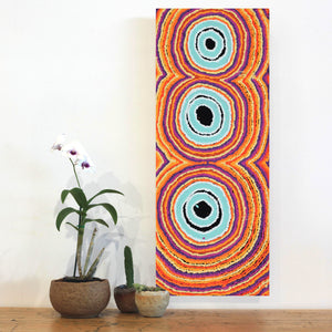 Aboriginal Art by Simone Nampijinpa Brown, Ngapa Jukurrpa (Water Dreaming) - Puyurru, 76x30cm - ART ARK®