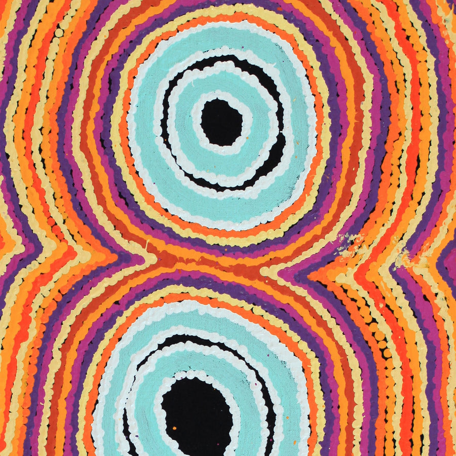 Aboriginal Artwork by Simone Nampijinpa Brown, Ngapa Jukurrpa (Water Dreaming) - Puyurru, 76x30cm