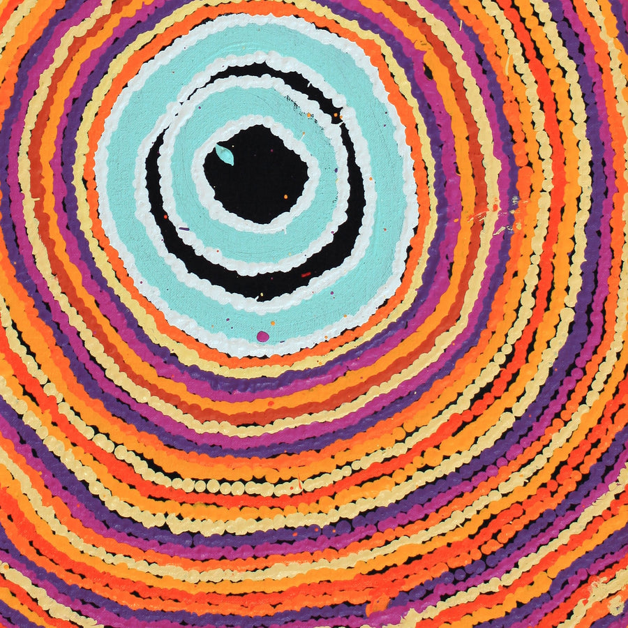 Aboriginal Artwork by Simone Nampijinpa Brown, Ngapa Jukurrpa (Water Dreaming) - Puyurru, 76x30cm