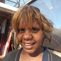 Aboriginal Artwork by Simone Nampijinpa Brown, Ngapa Jukurrpa (Water Dreaming) - Puyurru, 76x30cm