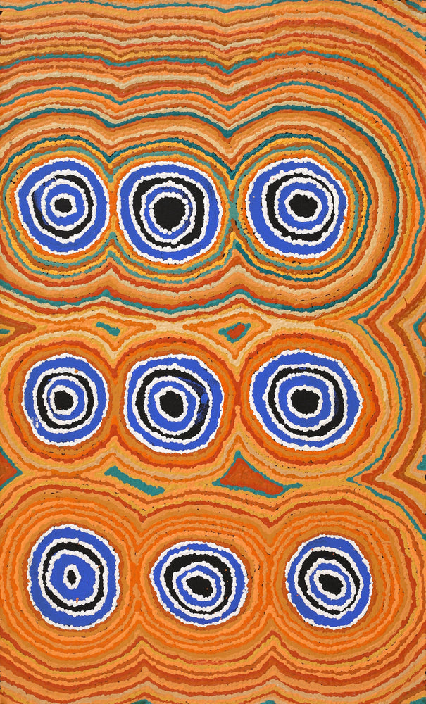 Aboriginal Artwork by Simone Nampijinpa Brown, Ngapa Jukurrpa (Water Dreaming) - Puyurru, 76x46cm