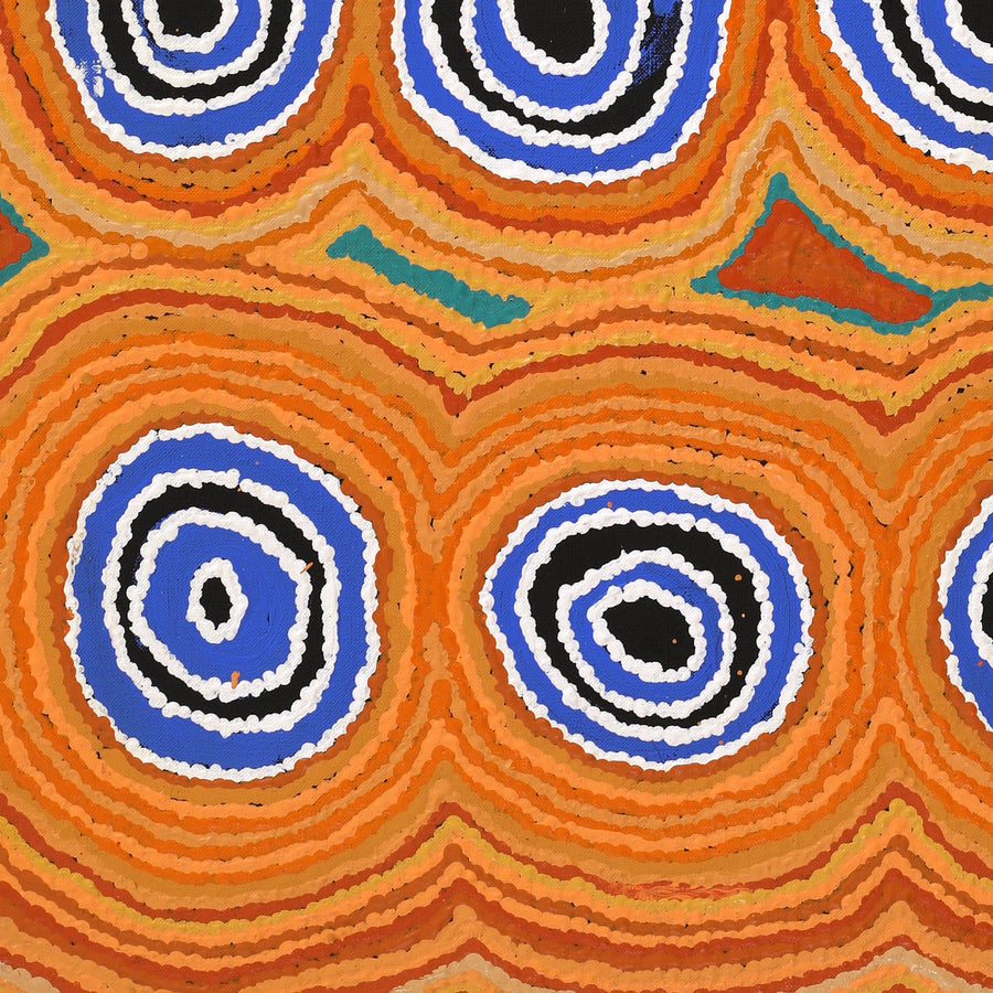 Aboriginal Artwork by Simone Nampijinpa Brown, Ngapa Jukurrpa (Water Dreaming) - Puyurru, 76x46cm