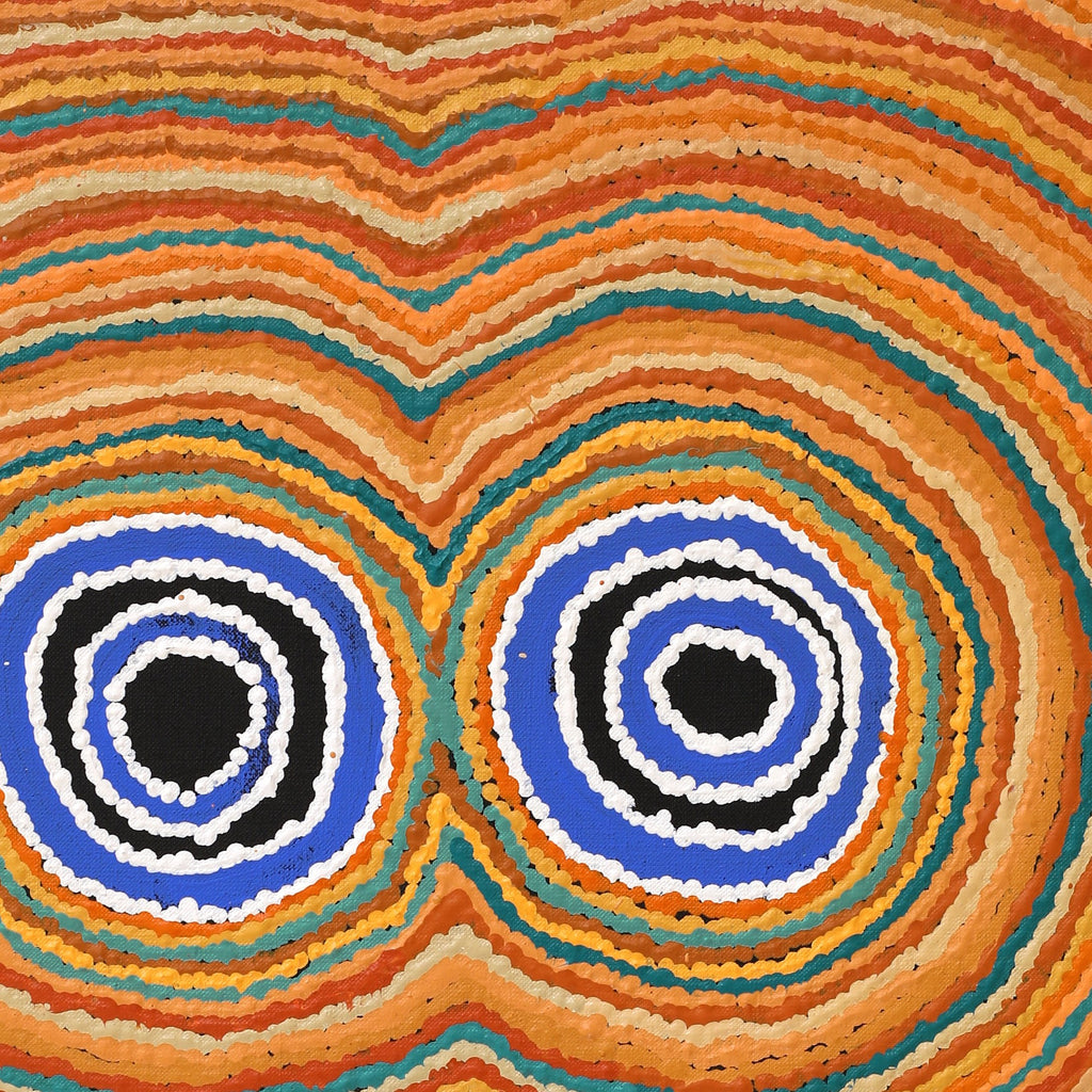 Aboriginal Artwork by Simone Nampijinpa Brown, Ngapa Jukurrpa (Water Dreaming) - Puyurru, 76x46cm