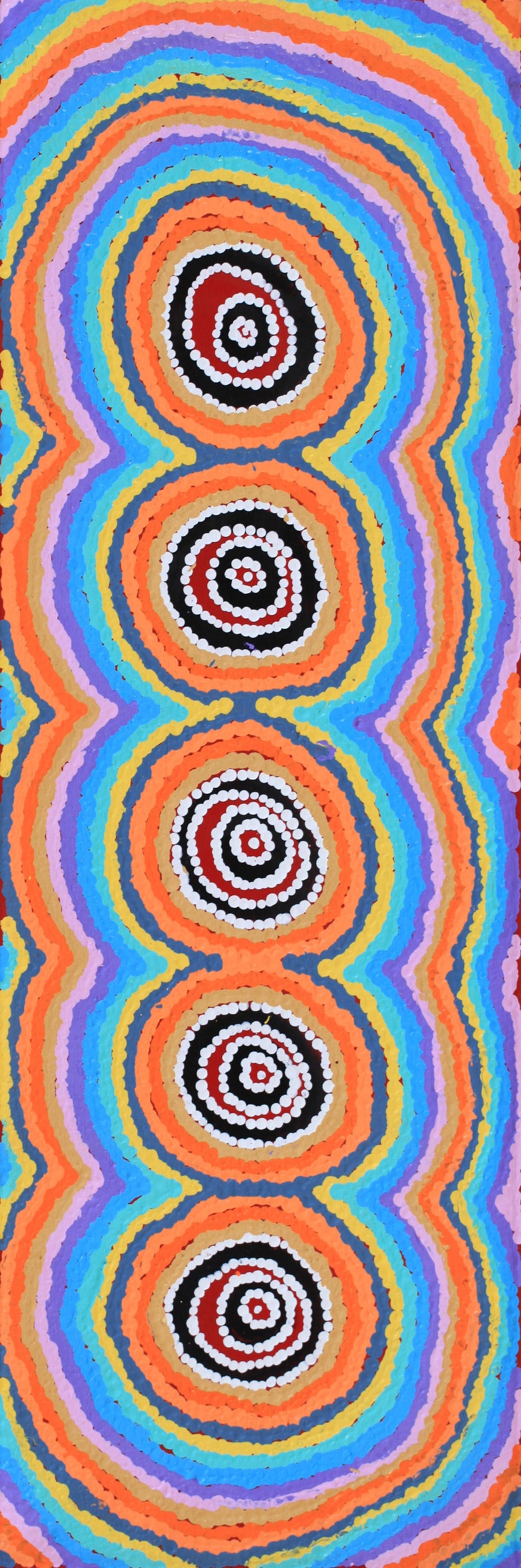 Aboriginal Artwork by Simone Nampijinpa Brown, Ngapa Jukurrpa (Water Dreaming) - Puyurru, 91x30cm