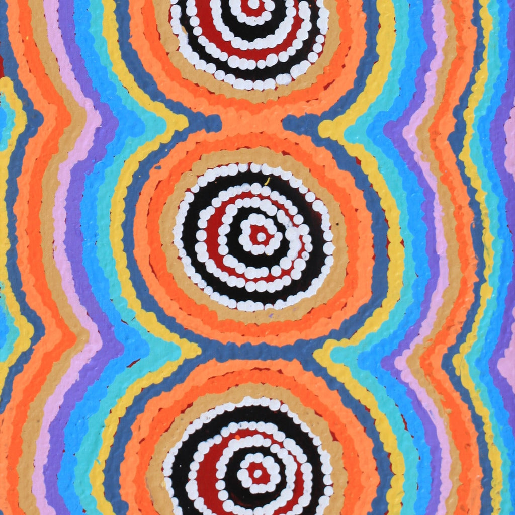 Aboriginal Artwork by Simone Nampijinpa Brown, Ngapa Jukurrpa (Water Dreaming) - Puyurru, 91x30cm