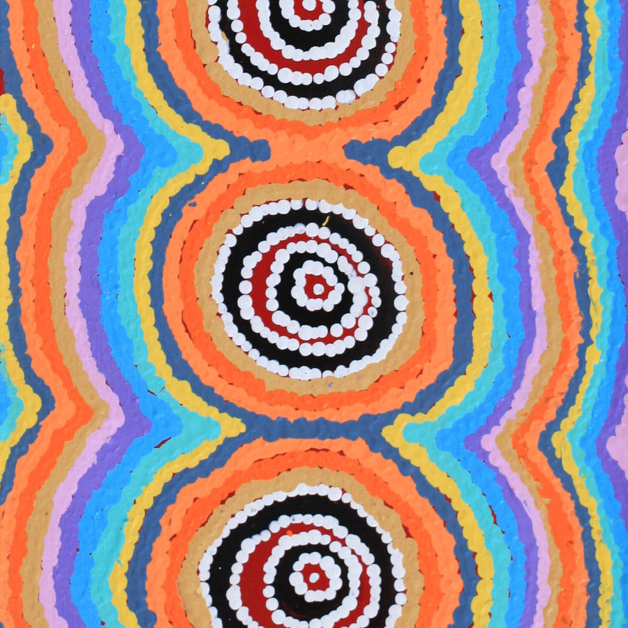 Aboriginal Artwork by Simone Nampijinpa Brown, Ngapa Jukurrpa (Water Dreaming) - Puyurru, 91x30cm