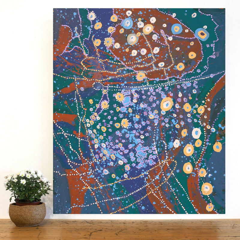 Aboriginal Artwork by Steven Jupurrurla Nelson, Janganpa Jukurrpa (Brush-tail Possum Dreaming), 91x76cm