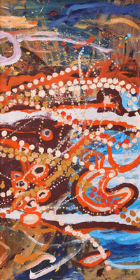 Aboriginal Artwork by Steven Jupurrurla Nelson, Janganpa Jukurrpa (Brush-tail Possum Dreaming) - Mawurrji, 183x91cm