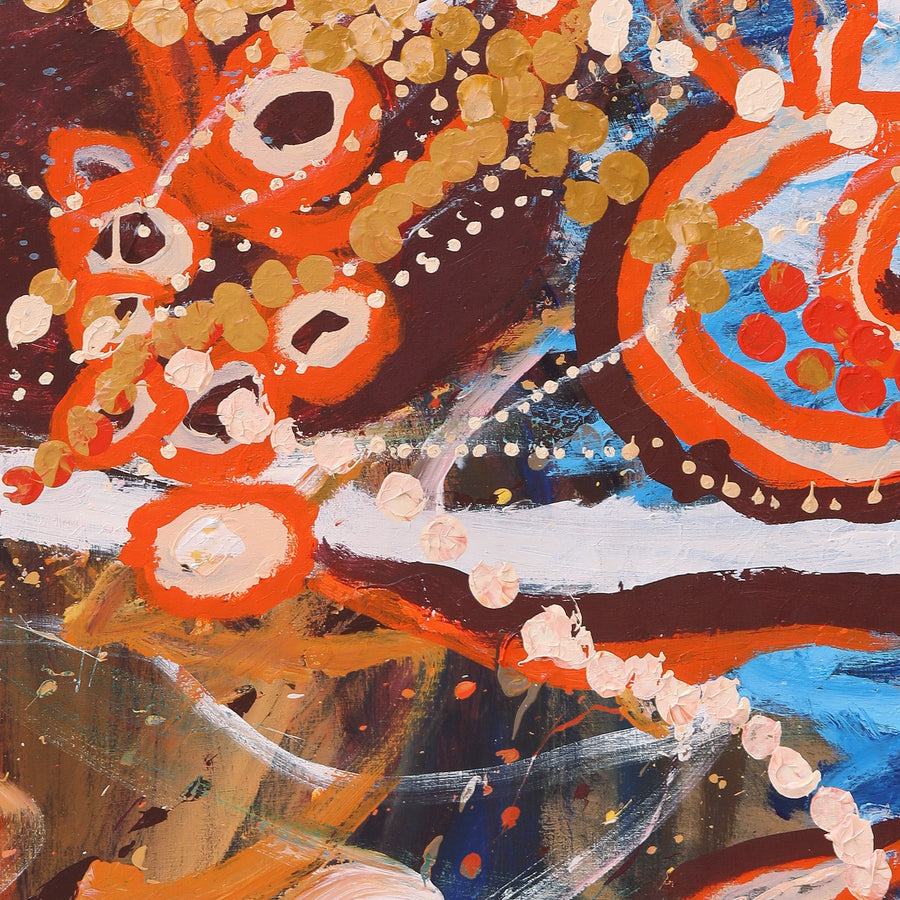 Aboriginal Artwork by Steven Jupurrurla Nelson, Janganpa Jukurrpa (Brush-tail Possum Dreaming) - Mawurrji, 183x91cm