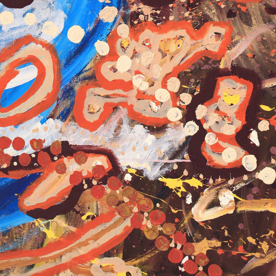 Aboriginal Artwork by Steven Jupurrurla Nelson, Janganpa Jukurrpa (Brush-tail Possum Dreaming) - Mawurrji, 183x91cm