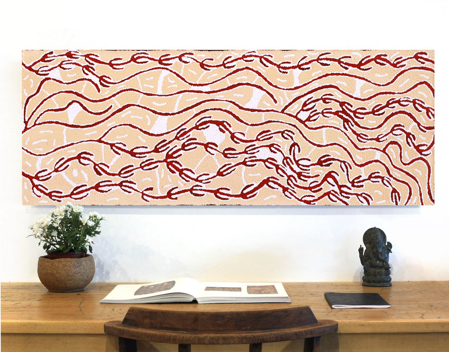 Aboriginal Artwork by Susie Nangala Watson, Mina Mina Dreaming, 122x46cm