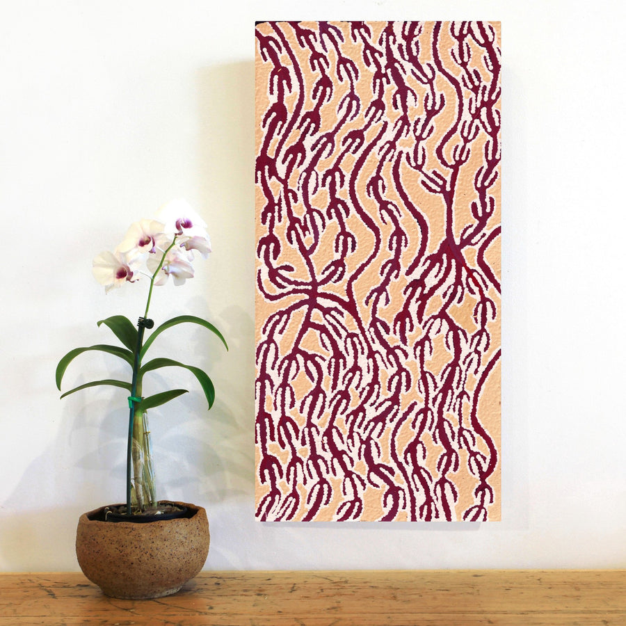 Aboriginal Artwork by Susie Nangala Watson, Mina Mina Dreaming, 61x30cm
